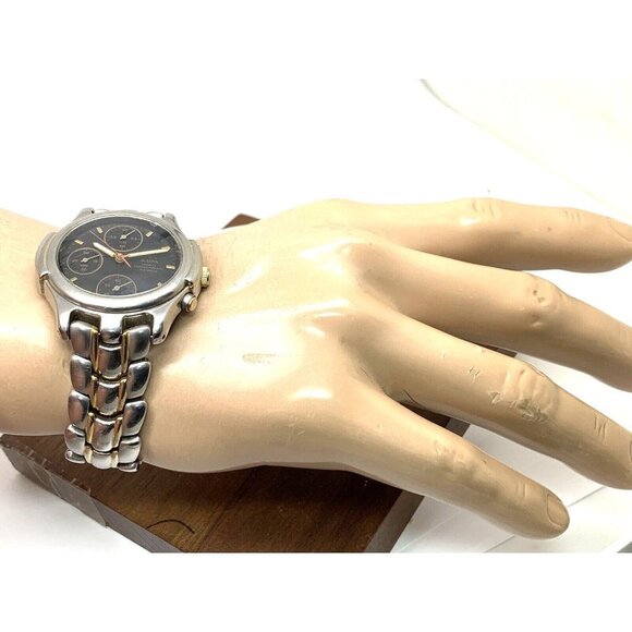 Bulova Men's Watch WM359 Sports Quartz Black Dial Two Tone Stainless Ste… - Picture 4 of 14